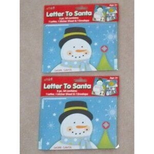 NEW Lot of 2 Letter To Santa 3-Piece Kit Letter Sticker Sheet Envelope Christmas